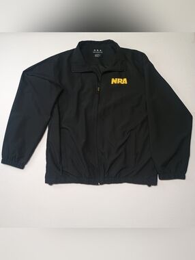 NRA vintage Men's Black Zip-Up Jacket with Yellow Logo